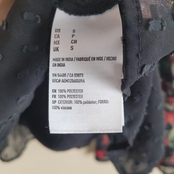 American Eagle Outfitters Embroidered Peplum Top Long Bell Sleeve Floral Size S - Picture 8 of 12